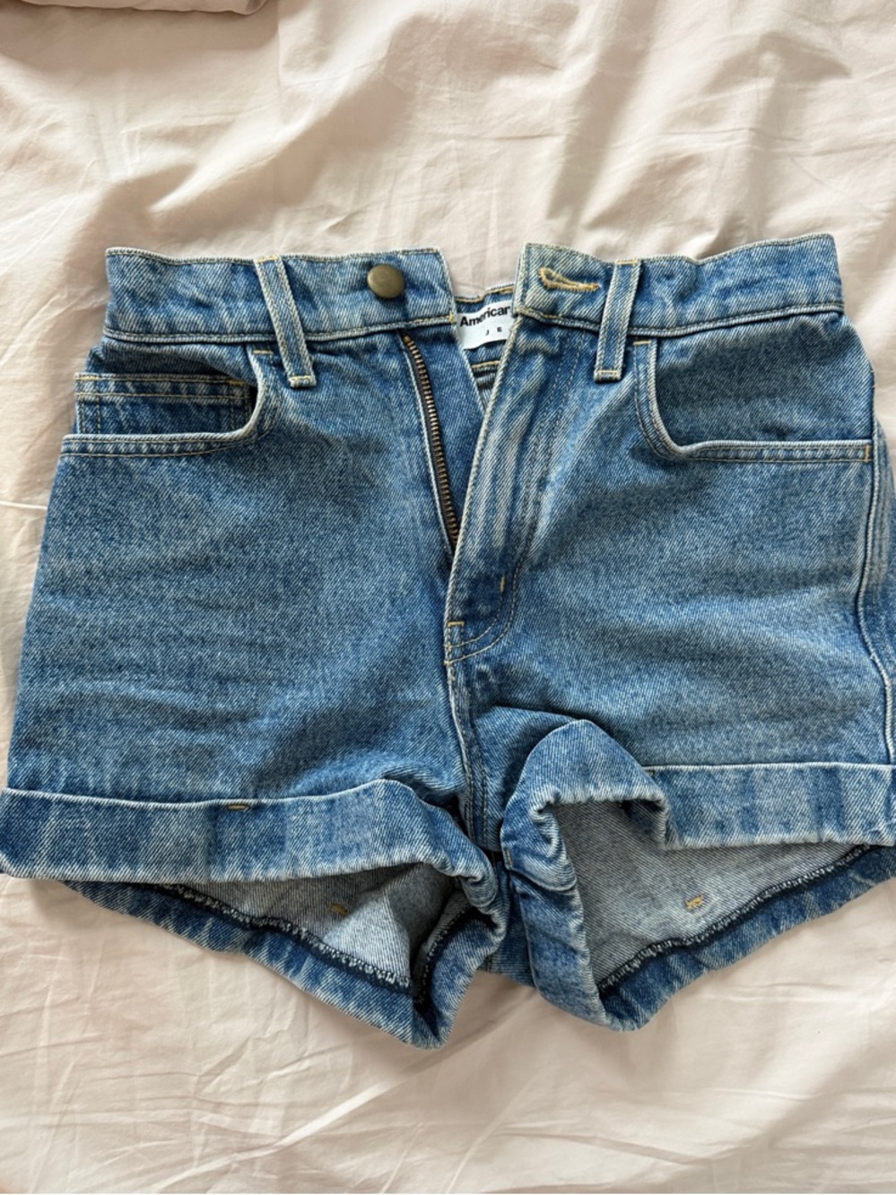 American Apparel High-Waist Blue Denim Shorts